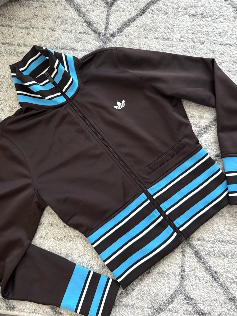 adidas Originals Women’s Brown & Blue Fitted Track Jacket - Picture 2 of 11